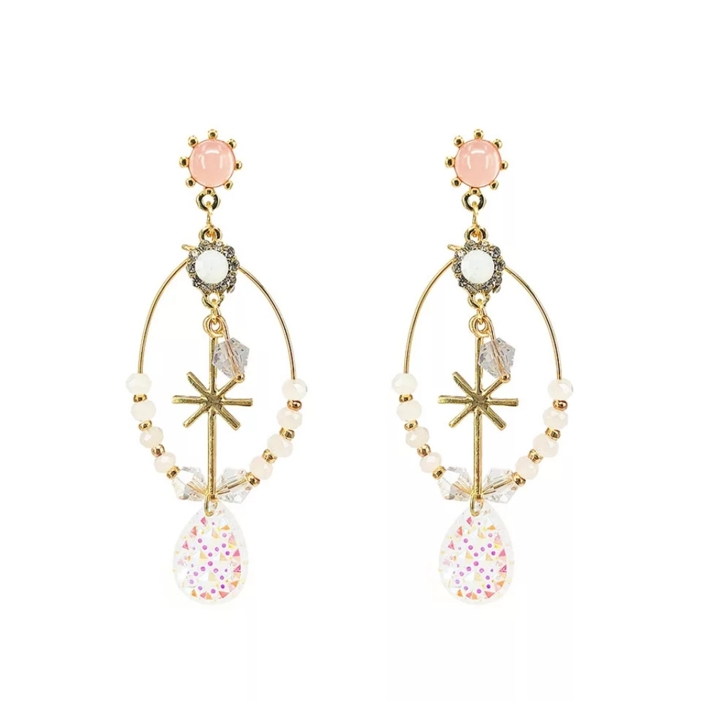 Cute atomic star burst pinup girl earrings